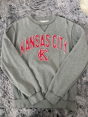 Kansas City Grey Crewneck Sweatshirt with Red Appliqué